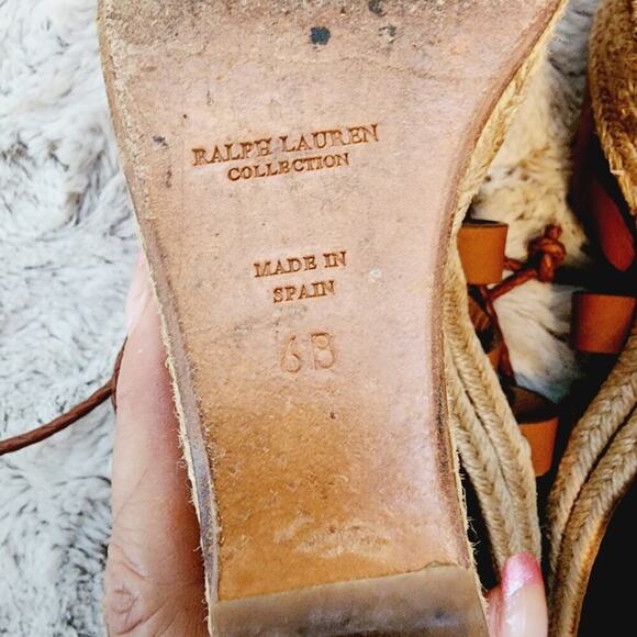 RALPH LAUREN COLLECTION TIE UP BROWN PLATFORM SIZE 6B - Picture 10 of 10